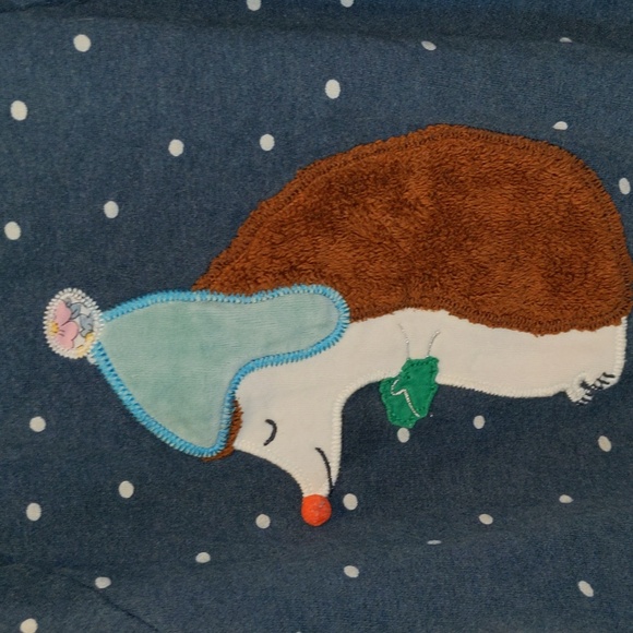 Mini Boden Size 8-9 Years Winter Hedgehog Polka Dot Background Long Sleeve Top - Picture 2 of 12